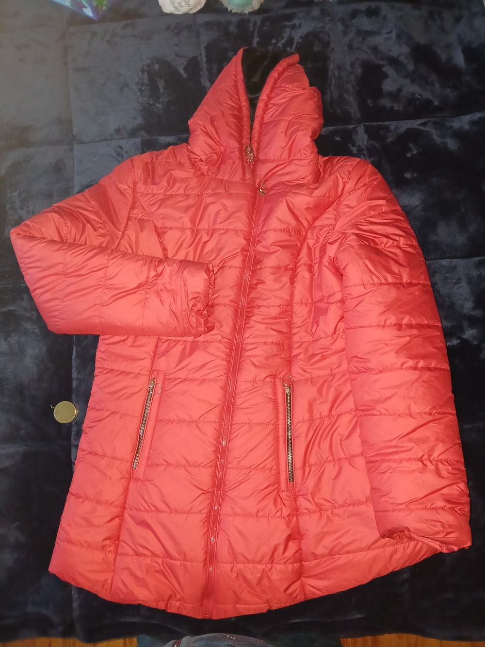 Women's Red Quilted Hooded Puffer Coat - Unbranded